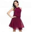 Women's New Waist Chiffon Vest Skirt Women's Off Shoulder Ruffle Dress