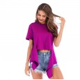 Summer new cross knotted round neck short sleeve T-shirt women's shirt loose irregular bottoming shirt