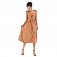 Summer women's lace-up bow strapless strap chiffon dress