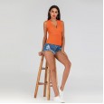 Summer new women's short sexy cross V-neck knitted vest female autumn solid color sleeveless top