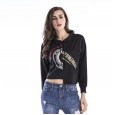 Sweater female spring new personality irregular short hooded sweater casual loose large size T-shirt