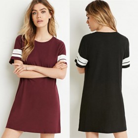 Summer new women's fashion loose large size short sleeve T-shirt dress