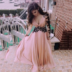 New fashion solid color deep v perspective halter dress feminine holiday lace stitching