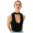 Summer new style hanging neck vest female summer solid color slim short-sleeved shirt T-shirt