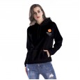 Autumn and winter hooded sweater women's pocket casual printing plus velvet plus size women's jacket
