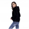 Autumn and winter hooded sweater women's pocket casual printing plus velvet plus size women's jacket