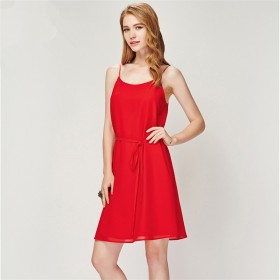 Fashion backless strap chiffon dress women's summer sexy sleeveless A-line skirt