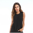 Thin section knitted T-shirt round neck sexy hollow vest hem split open backless sleeveless top women