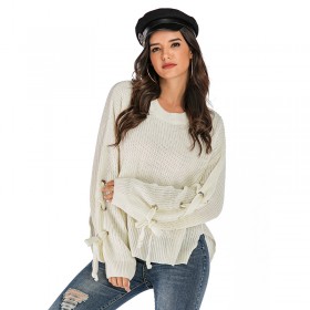 Women's sweater tops autumn and winter new sexy round neck casual solid color sweater women