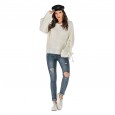 Women's sweater tops autumn and winter new sexy round neck casual solid color sweater women