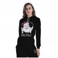 New Women's Santa Hooded Top Drawstring Long Sleeve Casual Loose Sweater Plus Velvet