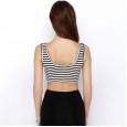 Summer new color-contrast striped top slim slim sexy navel ultra short vest women