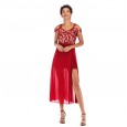 Women's sexy word collar party dress skirt lace mesh splicing dress
