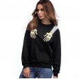 Spring new eyes arm personality printed t-shirt top round neck loose long sleeve sweater