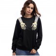 Spring new eyes arm personality printed t-shirt top round neck loose long sleeve sweater