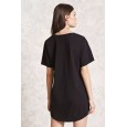 Women's new short-sleeved solid color T-shirt dress female summer stitching V-neck loose top
