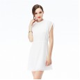 Spring and summer women's new ruffled fashion simple slim sleeveless chiffon dress