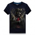 Plus Size S-4XL Black Skull 3D Printed Short Tees Casual Round Neck Short Sleeved T-shirt - Black S 