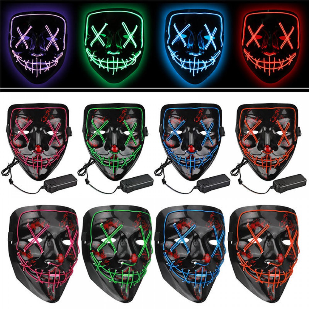 Halloween 4-Modes LED Light El Wire Mask Up Funny Mask The Purge Election Year Great Cosplay Mask -  Red 