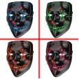 Halloween 4-Modes LED Light El Wire Mask Up Funny Mask The Purge Election Year Great Cosplay Mask -  Red 