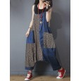 Leopard Print Patchwork Loose Causal Harem Jumpsuit - 3XL Black 