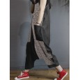 Leopard Print Patchwork Loose Causal Harem Jumpsuit - 3XL Black 