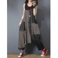 Leopard Print Patchwork Loose Causal Harem Jumpsuit - 3XL Black 