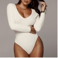 V-neck long sleeve pit strip wild bottoming jumpsuit women's clothing
