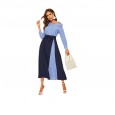 Women's striped stitching long dress women's summer