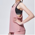 New fake two-piece sports vest female hollow fitness clothes running breathable sportswear solid color bra wave point sleeveless