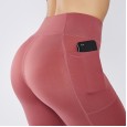 New splicing pocket yoga pants double-sided nylon high elastic tight sports high waist fitness pants women