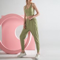 New nude sports casual pants female high elastic loose feet pants breathable running sports nine points pants female summer
