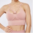 New seamless sports bra lace beautiful back jacquard hollow sports underwear sexy high elastic yoga suit
