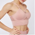New seamless sports bra lace beautiful back jacquard hollow sports underwear sexy high elastic yoga suit