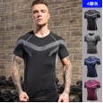 Men's printed fitness short-sleeved training running sportswear breathable high elastic quick-drying tight T-shirt top 9