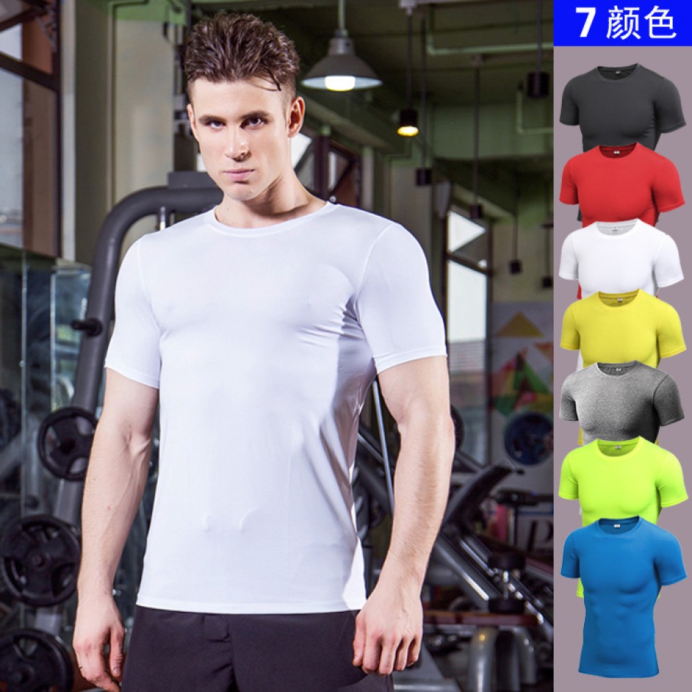 Men's PRO fitness sports running tights T-shirt hot selling stretch quick-drying short-sleeved shirt 4001