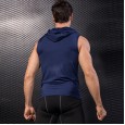 Men's tight sleeveless vest sports running training fitness clothes zipper hooded quick-drying jacket 9006