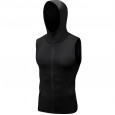 Men's tight sleeveless vest sports running training fitness clothes zipper hooded quick-drying jacket 9006