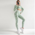 Seamless camouflage suit female high elasticity fitness fitness yoga two-piece suit