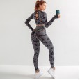 Seamless camouflage suit female high elasticity fitness fitness yoga two-piece suit