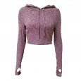 New sexy exposed navel fitness clothes female sports tight quick-drying hoodies long-sleeved training yoga tops running