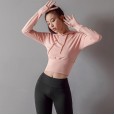 Amoy autumn and winter new hooded sports long-sleeved women's waist slimming sweater female yoga running fitness jacket