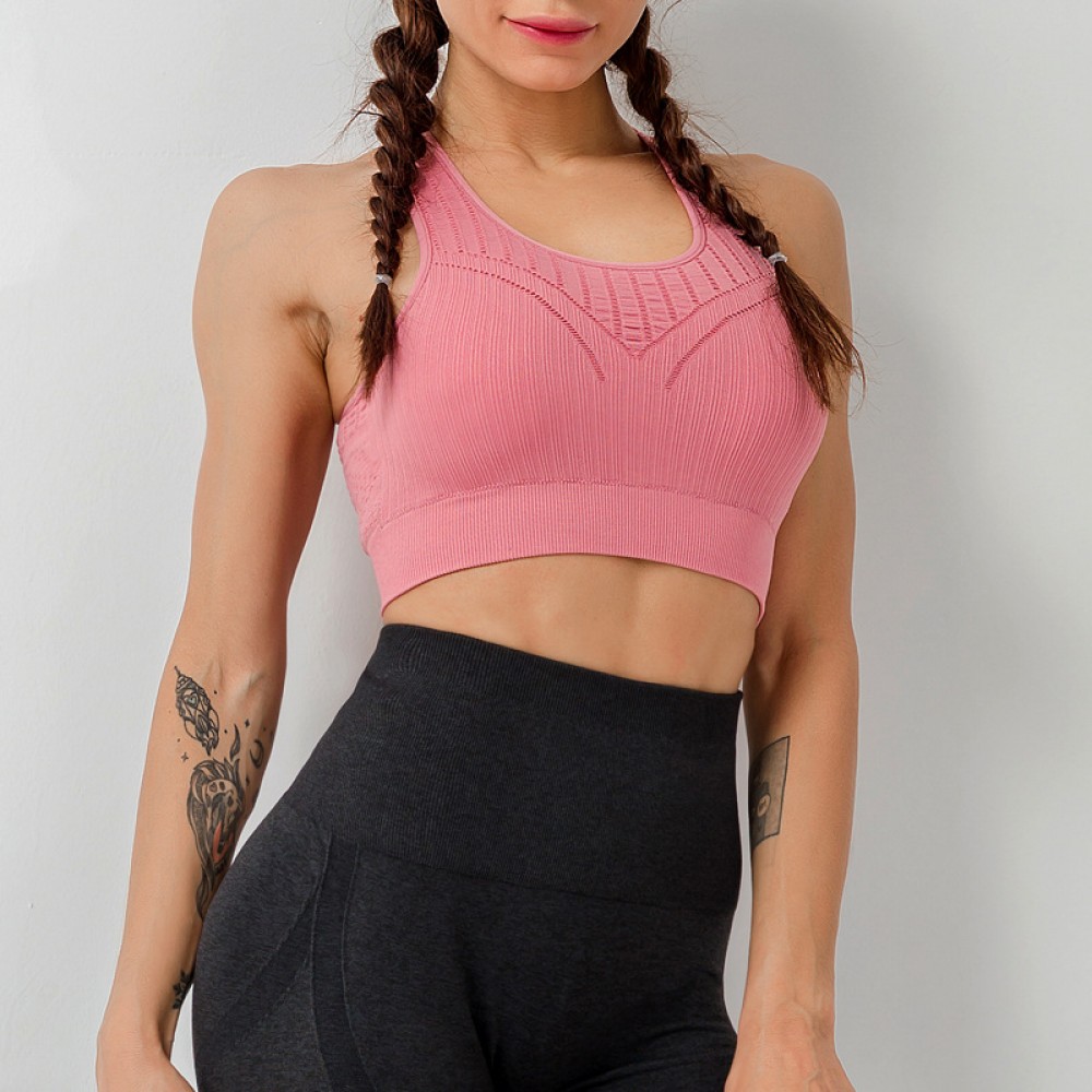 New Loli back bra V-shaped mesh breathable sports underwear quick-drying shock-proof yoga running