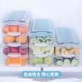 Plastic multi-layer strip food storage box seafood storage box kitchen refrigerator rectangular frozen storage box with lid