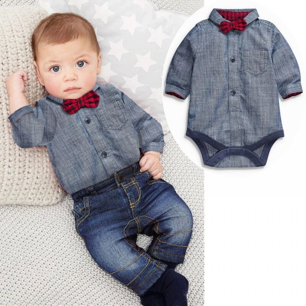 Children's clothing, children's bag, fart, hare, denim trousers suit, boy baby three-piece suit