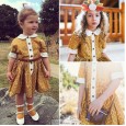 Children's skirt summer new product doll collar floral short-sleeved single-breasted dress