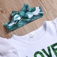 Children's skirt summer new products small children girls little flying sleeves letter printed tops banana leaf short skirt three-piece suit