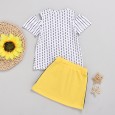 Children's clothing summer children's new suit female strapless wave point pineapple short sleeve straight lace skirt suit