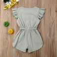 Children's clothing new summer baby boy flying sleeve shorts single-breasted bow jumpsuit