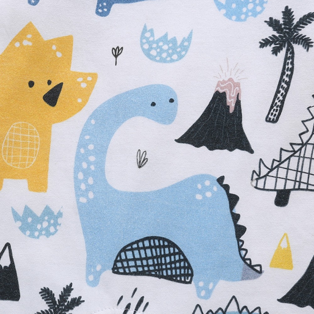 New autumn long-sleeved cartoon men and women baby jumpsuit dinosaur print baby round neck robe robe